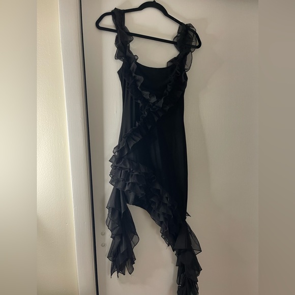 Black Mesh Ruffle Dress - Picture 5 of 6